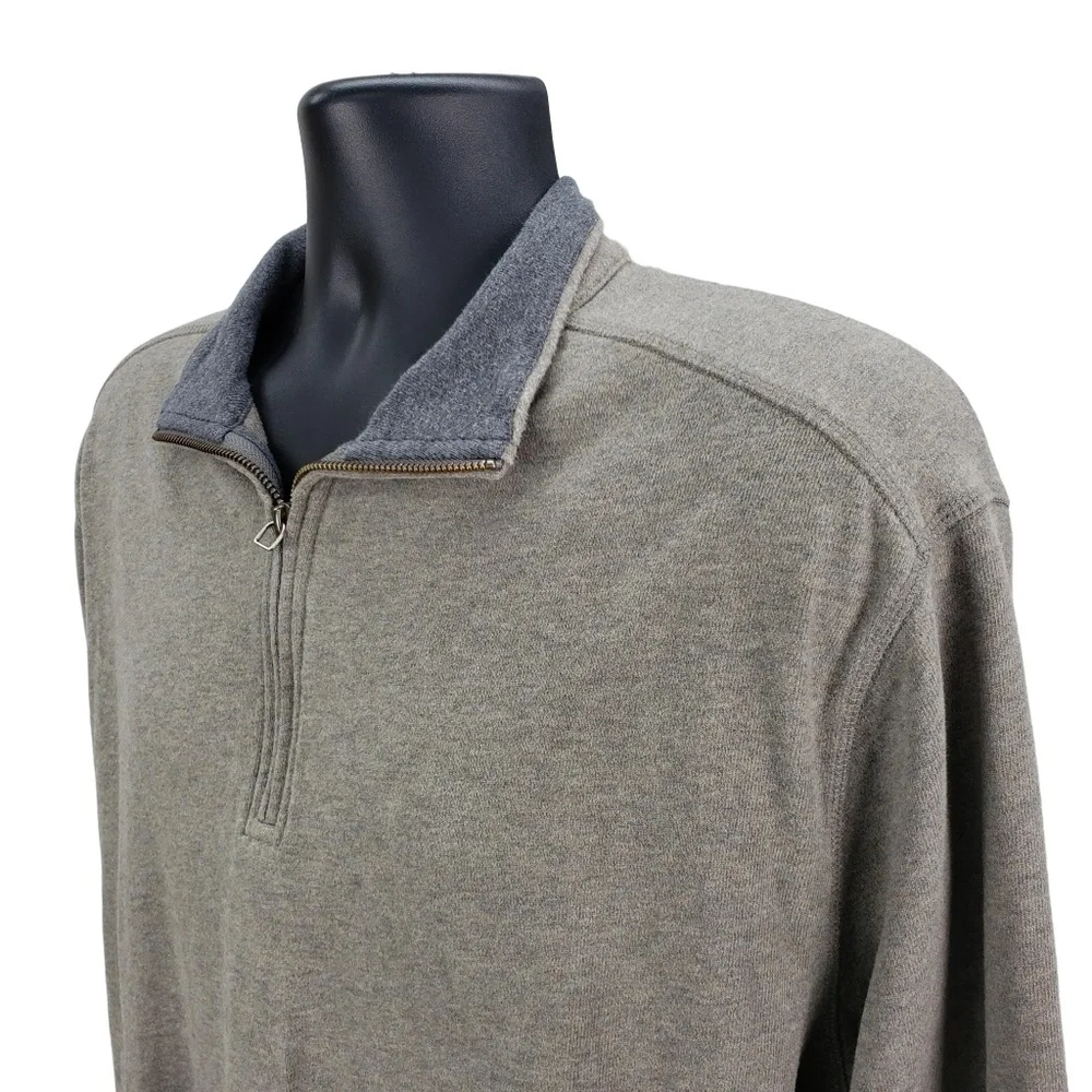 J. Crew Men's 1/4 Zip Pullover Sweater Size XL Sueded Jersey Beige Cotton Casual